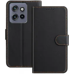 Phonesta Smooth Skin Book Wallet Case hoesje voor Motorola Edge 60 Neo/Edge 50 Neo / ThinkPhone 25 - Zwart