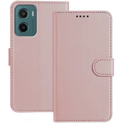 Phonesta Smooth Skin Book Wallet Case hoesje voor Motorola Moto G05 / Moto E15 - Roségoud