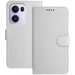 Phonesta Smooth Skin Book Wallet Case hoesje voor Oppo Reno13 Pro - Zilver