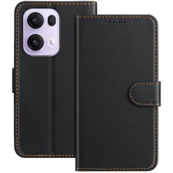 Phonesta Smooth Skin Book Wallet Case hoesje voor Oppo Reno13 Pro - Zwart