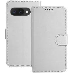 Phonesta Smooth Skin Book Wallet Case hoesje voor Google Pixel 9a - Zilver