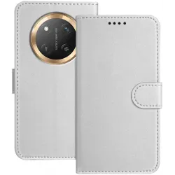 Phonesta Smooth Skin Book Wallet Case hoesje voor HONOR Magic7 Lite - Zilver