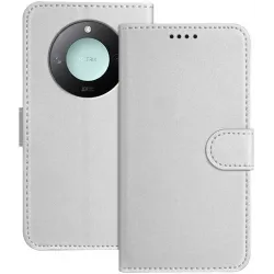 Phonesta Smooth Skin Book Wallet Case hoesje voor HONOR X9c Smart - Zilver