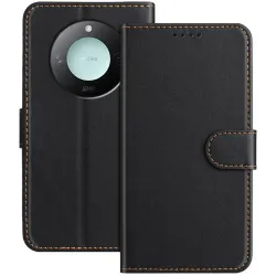Phonesta Smooth Skin Book Wallet Case hoesje voor HONOR X9c Smart - Zwart
