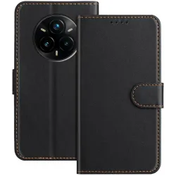 Phonesta Smooth Skin Book Wallet Case hoesje voor Realme 14 Pro Plus - Zwart