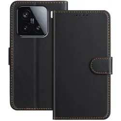 Phonesta Smooth Skin Book Wallet Case hoesje voor Xiaomi 15 - Zwart