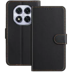 Phonesta Smooth Skin Book Wallet Case hoesje voor Xiaomi Redmi Note 14 Pro 5G/14 Pro Plus / Xiaomi Poco X7 - Zwart