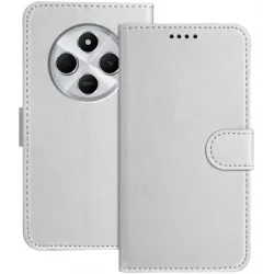 Phonesta Smooth Skin Book Wallet Case hoesje voor Xiaomi Redmi 14C / Xiaomi Poco C75 - Zilver