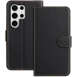 Phonesta Smooth Skin Book Wallet Case hoesje voor Samsung Galaxy S25 Ultra - Zwart