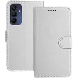 Phonesta Smooth Skin Book Wallet Case hoesje voor Samsung Galaxy A16 - Zilver