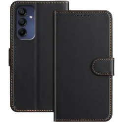 Phonesta Smooth Skin Book Wallet Case hoesje voor Samsung Galaxy A16 - Zwart