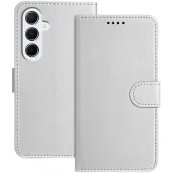 Phonesta Smooth Skin Book Wallet Case hoesje voor Samsung Galaxy A26 - Zilver