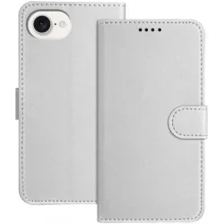 Phonesta Smooth Skin Book Wallet Case hoesje voor Apple iPhone 17e/16e - Zilver