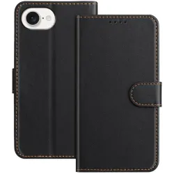Phonesta Smooth Skin Book Wallet Case hoesje voor Apple iPhone 17e/16e - Zwart