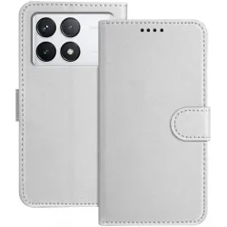 Phonesta Smooth Skin Book Wallet Case hoesje voor Xiaomi 14T - Zilver