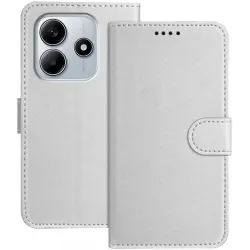 Phonesta Smooth Skin Book Wallet Case hoesje voor Xiaomi Redmi Note 14 4G 164.8mm - Zilver