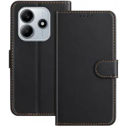 Phonesta Smooth Skin Book Wallet Case hoesje voor Xiaomi Redmi Note 14 4G 164.8mm - Zwart