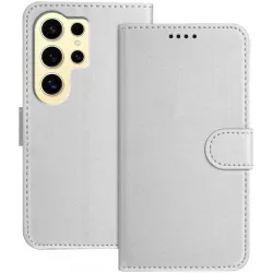 Phonesta Smooth Skin Book Wallet Case hoesje voor Samsung Galaxy S24 Ultra - Zilver