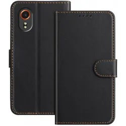 Phonesta Smooth Skin Book Wallet Case hoesje voor Samsung Galaxy Xcover 7 - Zwart