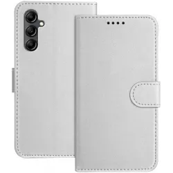 Phonesta Smooth Skin Book Wallet Case hoesje voor Samsung Galaxy A15 4G/5G - Zilver