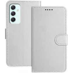 Phonesta Smooth Skin Book Wallet Case hoesje voor Samsung Galaxy A35 - Zilver