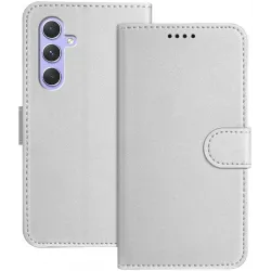 Phonesta Smooth Skin Book Wallet Case hoesje voor Samsung Galaxy A55 - Zilver
