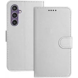 Phonesta Smooth Skin Book Wallet Case hoesje voor Samsung Galaxy S23 FE - Zilver