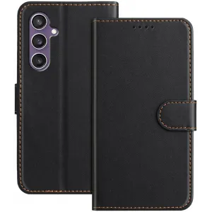 Phonesta Smooth Skin Book Wallet Case hoesje voor Samsung Galaxy S23 FE - Zwart