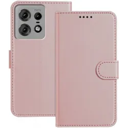 Phonesta Smooth Skin Book Wallet Case hoesje voor Motorola Edge 50 Pro - Roségoud