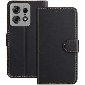 Phonesta Smooth Skin Book Wallet Case hoesje voor Motorola Edge 50 Pro - Zwart