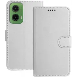 Phonesta Smooth Skin Book Wallet Case hoesje voor Motorola Moto G35 - Zilver
