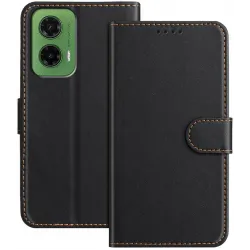 Phonesta Smooth Skin Book Wallet Case hoesje voor Motorola Moto G35 - Zwart