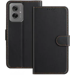 Phonesta Smooth Skin Book Wallet Case hoesje voor Motorola Moto G55 - Zwart