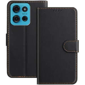 Phonesta Smooth Skin Book Wallet Case hoesje voor Motorola Moto G75 - Zwart