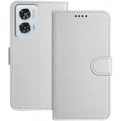 Phonesta Smooth Skin Book Wallet Case hoesje voor Motorola Moto G85/Edge 50 Fusion - Zilver