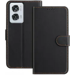 Phonesta Smooth Skin Book Wallet Case hoesje voor Motorola Moto G85/Edge 50 Fusion - Zwart
