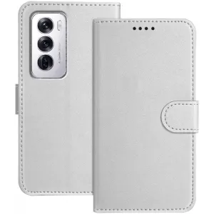 Phonesta Smooth Skin Book Wallet Case hoesje voor Oppo Reno12 - Zilver