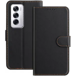 Phonesta Smooth Skin Book Wallet Case hoesje voor Oppo Reno12 - Zwart