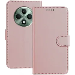 Phonesta Smooth Skin Book Wallet Case hoesje voor Oppo Reno12 F/Reno12 FS - Roségoud
