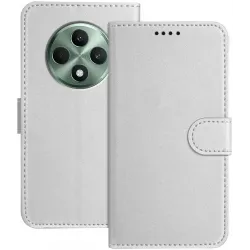 Phonesta Smooth Skin Book Wallet Case hoesje voor Oppo Reno12 F/Reno12 FS - Zilver