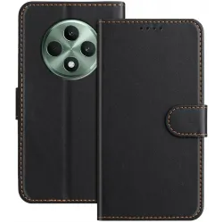 Phonesta Smooth Skin Book Wallet Case hoesje voor Oppo Reno12 F/Reno12 FS - Zwart