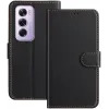 Phonesta Smooth Skin Book Wallet Case hoesje voor Oppo Reno12 Pro - Zwart