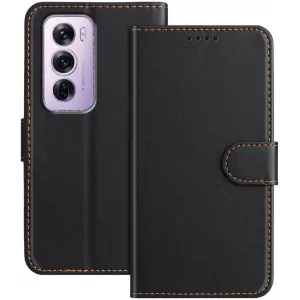 Phonesta Smooth Skin Book Wallet Case hoesje voor Oppo Reno12 Pro - Zwart