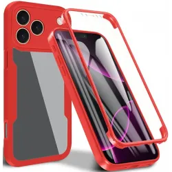 Phonesta Slim Protect 360 hoesje met Screenprotector voor Apple iPhone 17 Pro Max - Rood