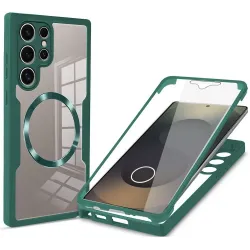 Phonesta Slim Protect 360 hoesje met Screenprotector en MagSafe voor Samsung Galaxy S25 Ultra - Groen