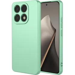 Phonesta Soft Silk Silicone Back Cover hoesje voor Xiaomi 15T - Matcha Green