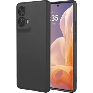 Phonesta Soft Silk Silicone Back Cover hoesje voor Motorola Edge 50 Fusion - Zwart