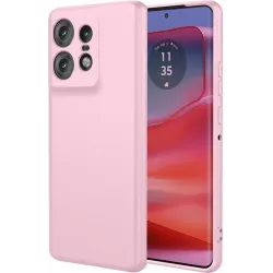 Phonesta Soft Silk Silicone Back Cover hoesje voor Motorola Edge 50 Pro - Roze