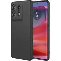 Phonesta Soft Silk Silicone Back Cover hoesje voor Motorola Edge 50 Pro - Zwart
