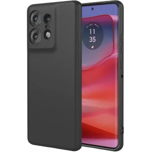 Phonesta Soft Silk Silicone Back Cover hoesje voor Motorola Edge 50 Pro - Zwart